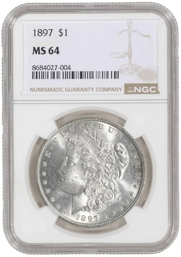 1897 US Morgan Silver Dollar $1 - NGC MS 64 #1