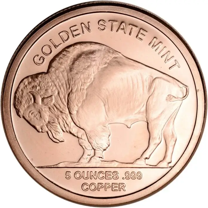 5 oz Golden State Mint Copper Round Buffalo .999 Fine #2