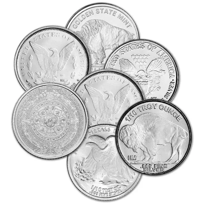 1/10 oz Silver Round - Random Brand - Secondary Market - .999 Fine #2