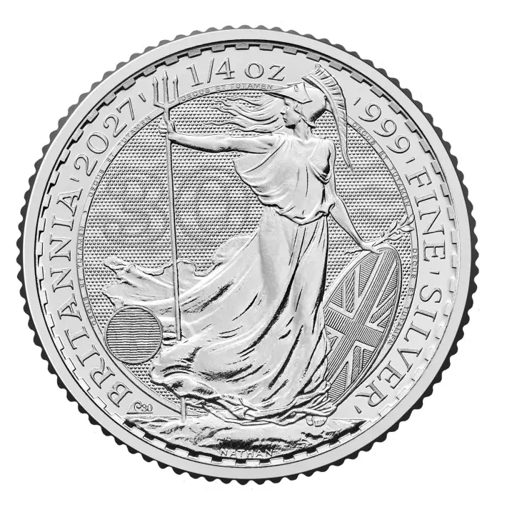 2027 Great Britain Silver Britannia 1/4 oz 50 Pence BU 1 Roll 19 Coin Tube #2