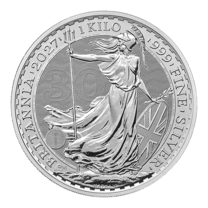 2027 Great Britain Silver Britannia £500 Kilo 32.15 oz - BU #1