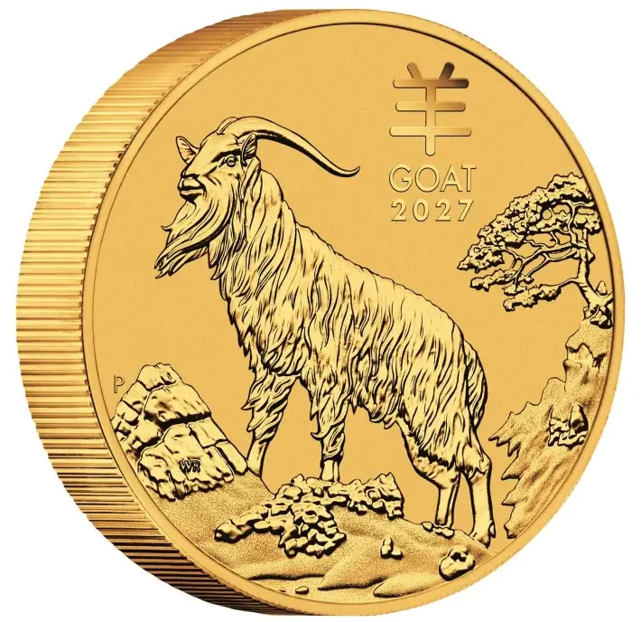 2027 P Australia Gold Lunar Series III Year of the Goat 10 oz $1000 - BU #1