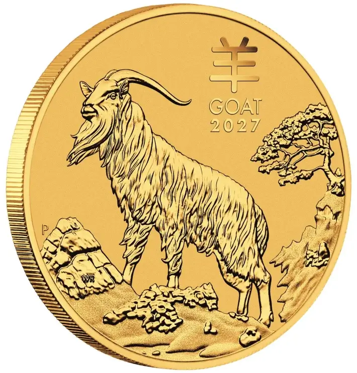2027 P Australia Gold Lunar Series III Year of the Goat 1 oz $100 - BU #1