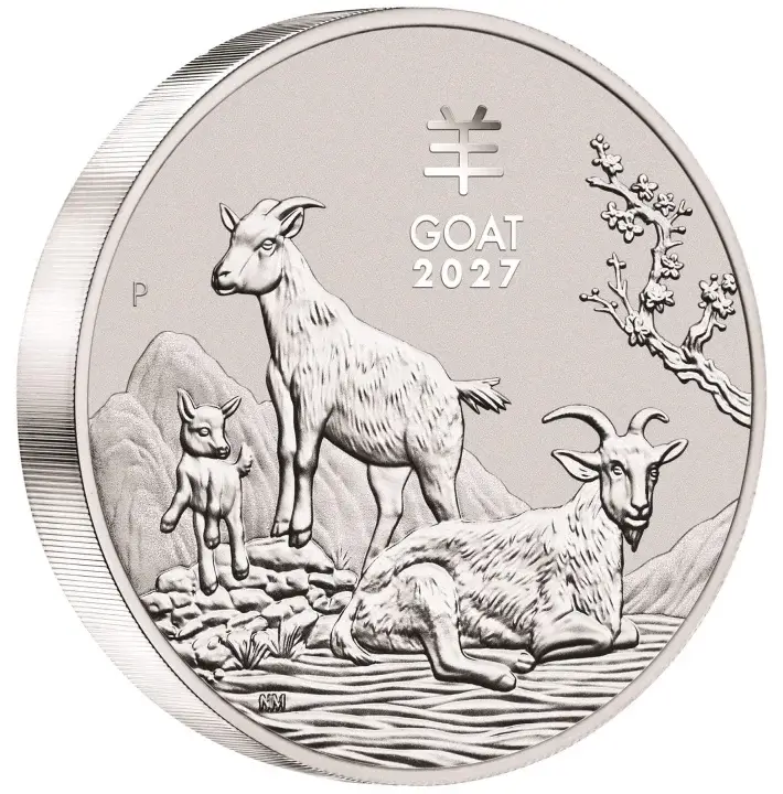 2027 P Australia Silver Lunar Series III Year of the Goat 32.15 oz Kilo $30 BU #1