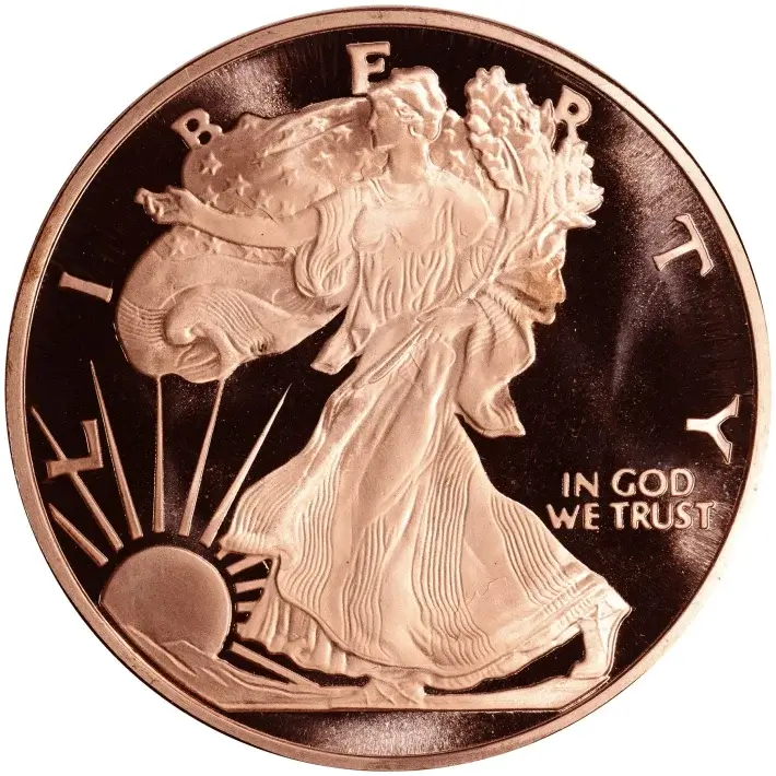 5 oz. Highland Mint Copper Round .999 Fine - Walking Liberty #1