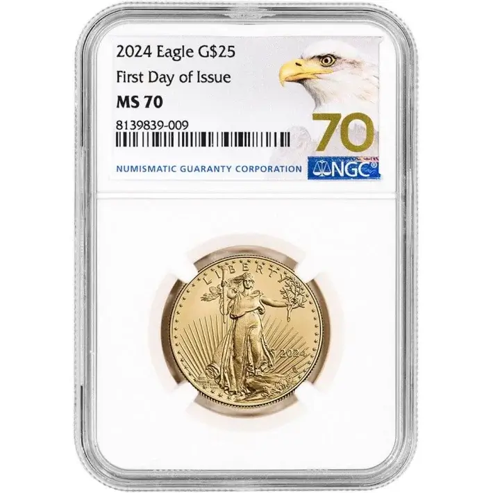 2024 American Gold Eagle 1/2 oz $25 - NGC MS70 First Day Issue Grade 70 Label #1