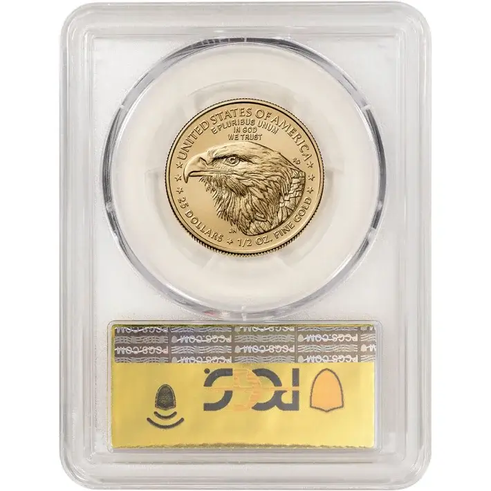 2024 American Gold Eagle 1/2 oz $25 - PCGS MS70 First Day Issue Gold Foil Label #2