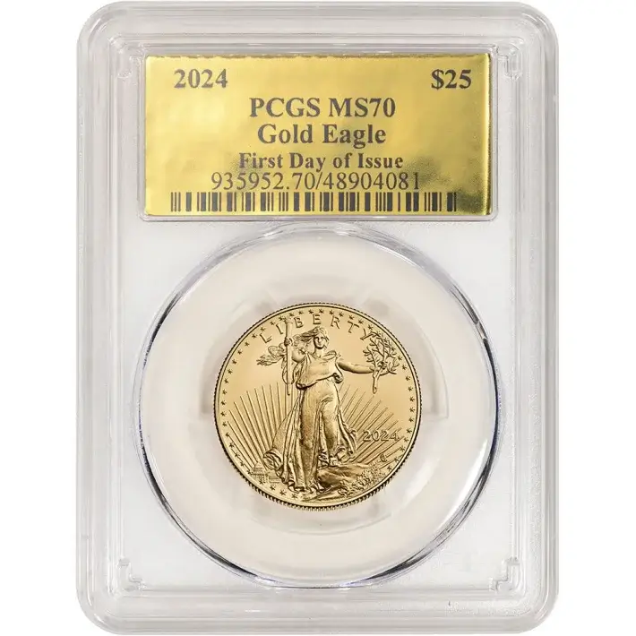 2024 American Gold Eagle 1/2 oz $25 - PCGS MS70 First Day Issue Gold Foil Label #1