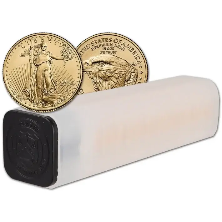 2024 American Gold Eagle 1/10 oz $5 - 1 Roll Fifty 50 BU Coins in Mint Tube #1