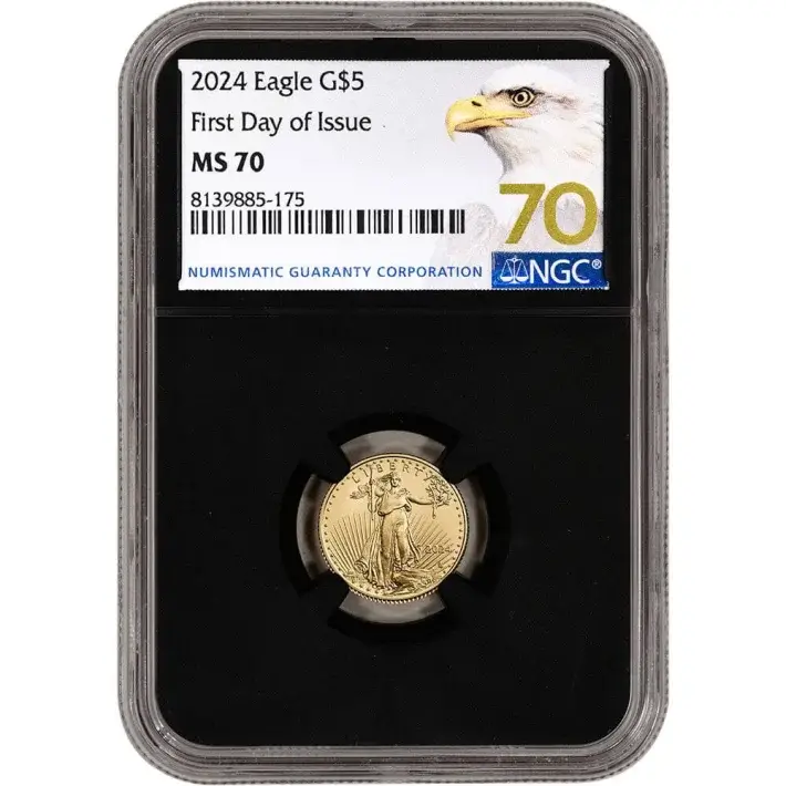2024 American Gold Eagle 1/10 oz $5 - NGC MS70 First Day Issue Grade 70 Black #1