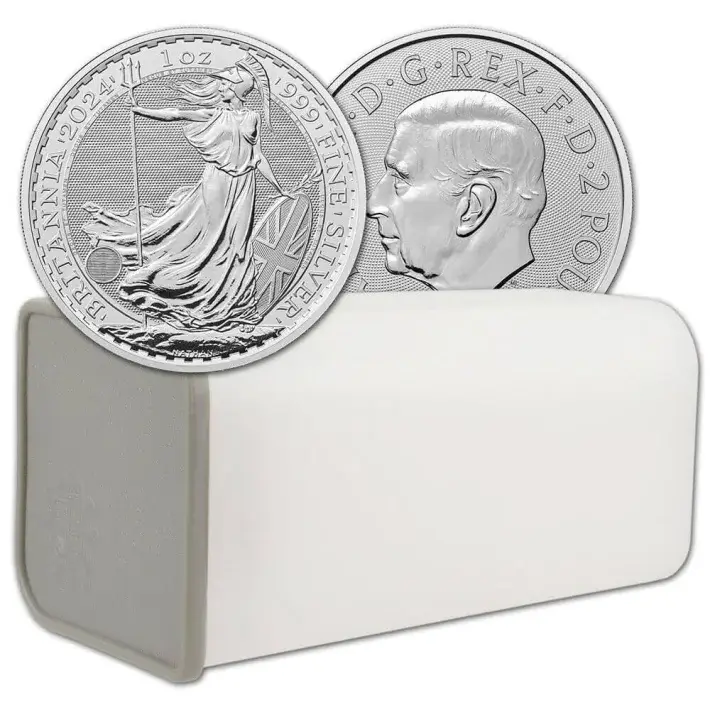 2024 Great Britain Silver Britannia £2 1 oz BU 1 Roll 25 Coin Tube #1
