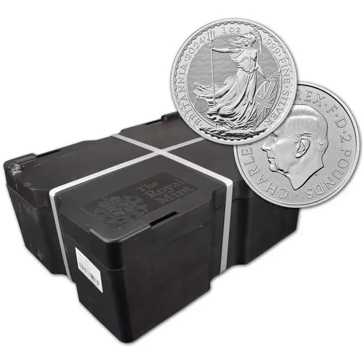 2024 Great Britain Silver Britannia £2 1 oz BU Sealed 500 Coin Box #1