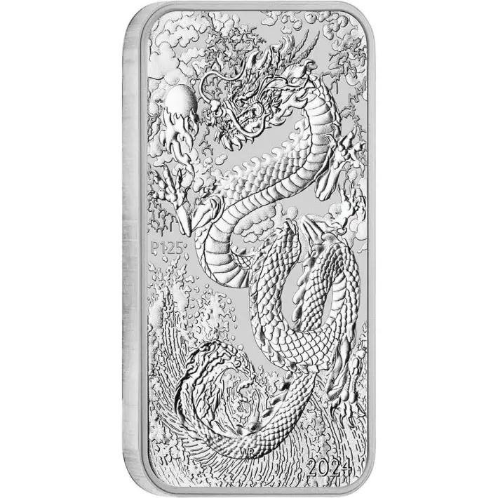 2024 P Australia Silver Dragon Rectangle Coin Bar 1 oz $1 - BU #2