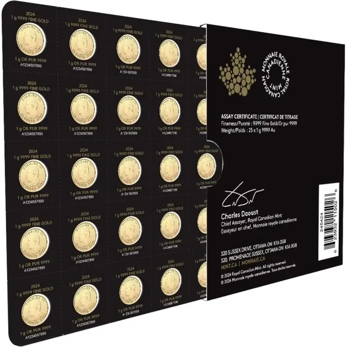 2024 25x1 gram Gold Maplegram25 - RCM - Royal Canadian Mint .9999 Fine in Assay #4