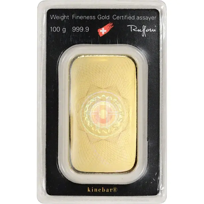 100 gram Gold Bar - Argor Heraeus Kinebar Hologram - 999.9 Fine in Assay #3