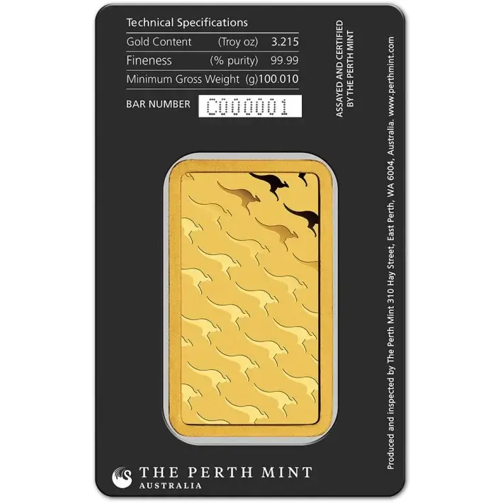 100 gram Gold Bar - The Perth Mint - 99.99 Fine in Sealed Assay #4