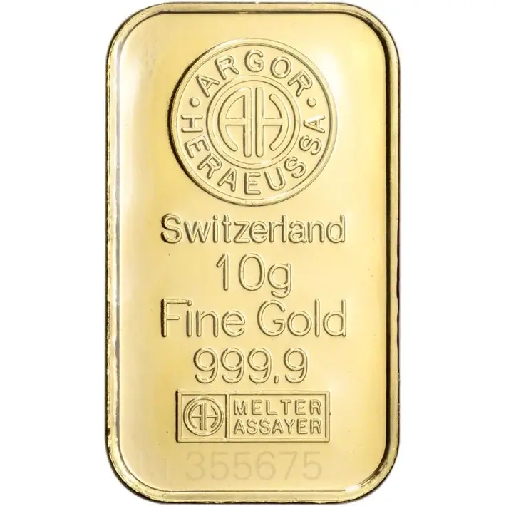 10 gram Gold Bar - Argor Heraeus - 999.9 Fine in Assay #3