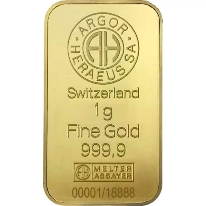 1 gram Gold Bar Argor Heraeus 2025 Lunar Year of the Snake 999.9 Fine in Assay #3
