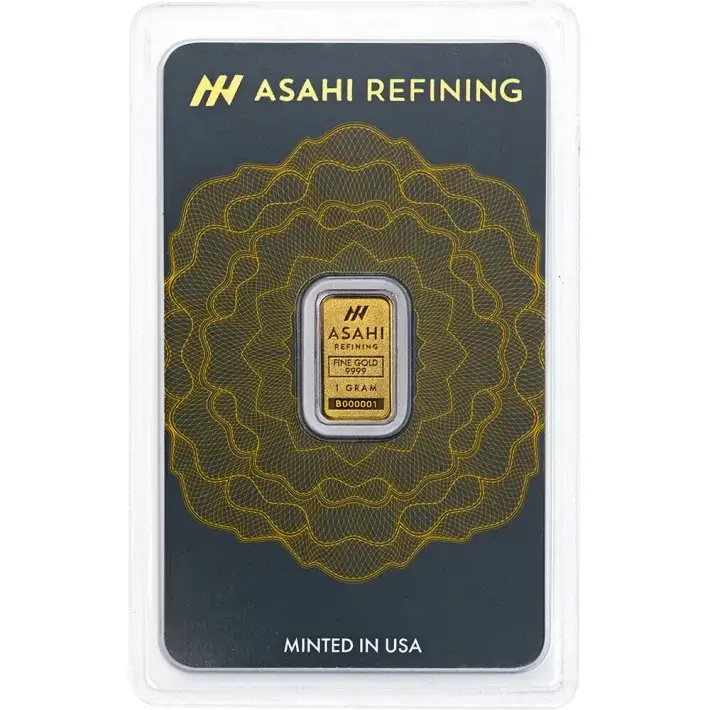 1 gram Gold Bar Asahi Refining .9999 Fine in Sealed Assay #1