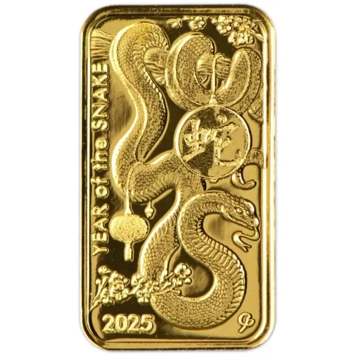 1 gram Gold Bar Asahi Refining Lunar Snake .9999 Fine in Sealed Assay #3