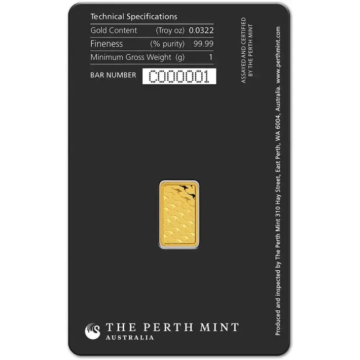 1 gram Gold Bar - Perth Mint - 99.99 Fine in Assay #3