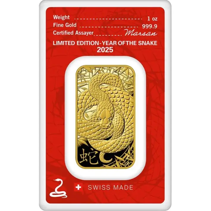 1 oz Gold Bar Argor Heraeus - 2025 Lunar Year of the Snake 999.9 Fine in Assay #4