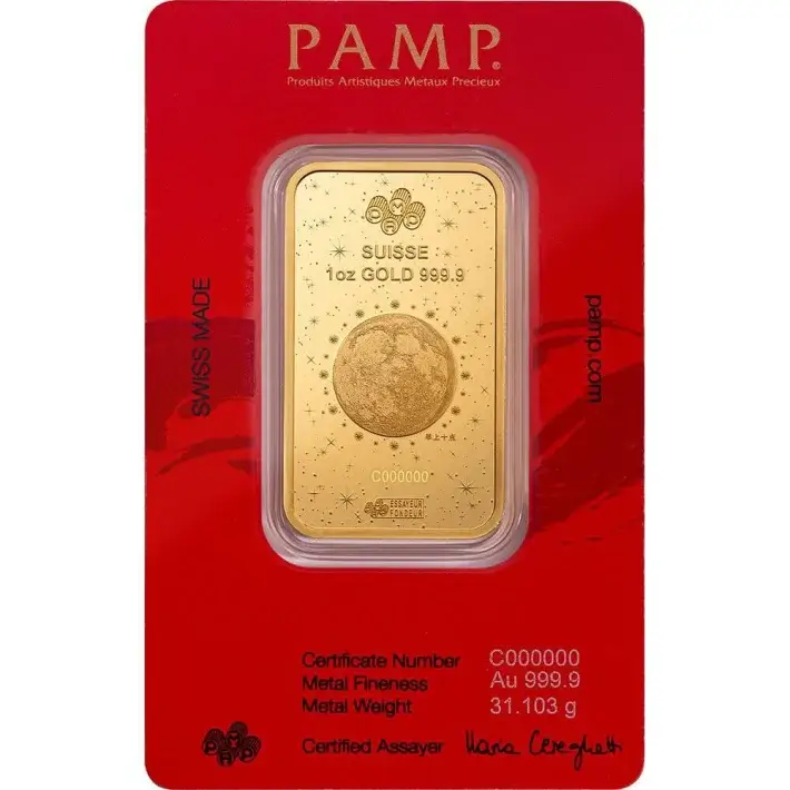 1 oz Gold Bar PAMP 2025 Lunar Legend White Snake 999.9 Fine in Sealed Assay #4