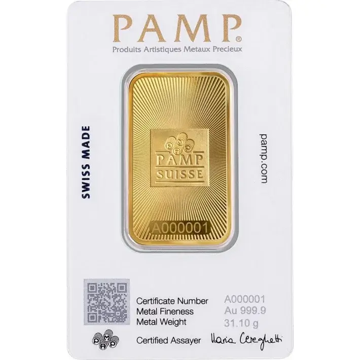 1 oz Gold Bar - PAMP Suisse - 999.9 Fine in Sealed Assay #4