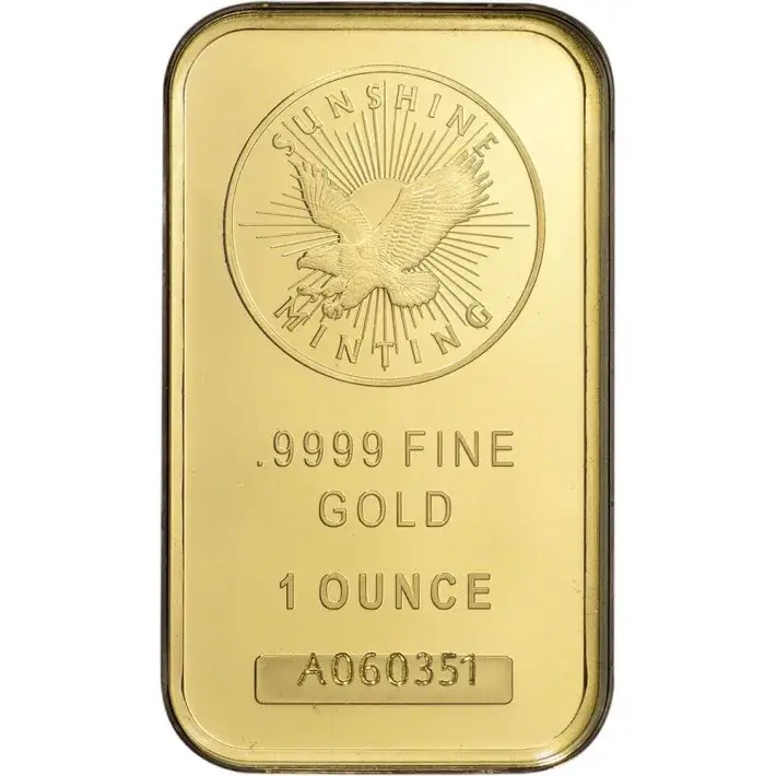 1 oz Gold Bar - Sunshine Minting - .9999 Fine in Assay #2