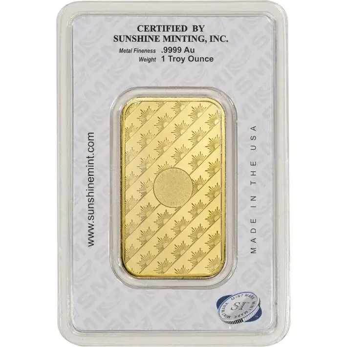 1 oz Gold Bar - Sunshine Minting - .9999 Fine in Assay #4