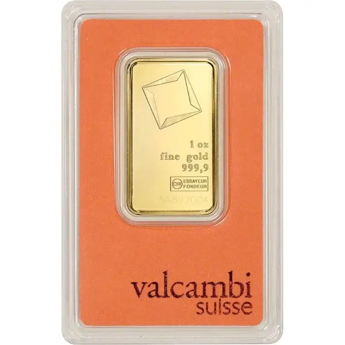 1 oz. Gold Bar - Valcambi Suisse - 999.9 Fine in Assay #1