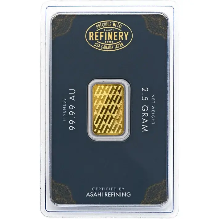 2.5 gram Gold Bar Asahi Refining .9999 Fine in Sealed Assay #4
