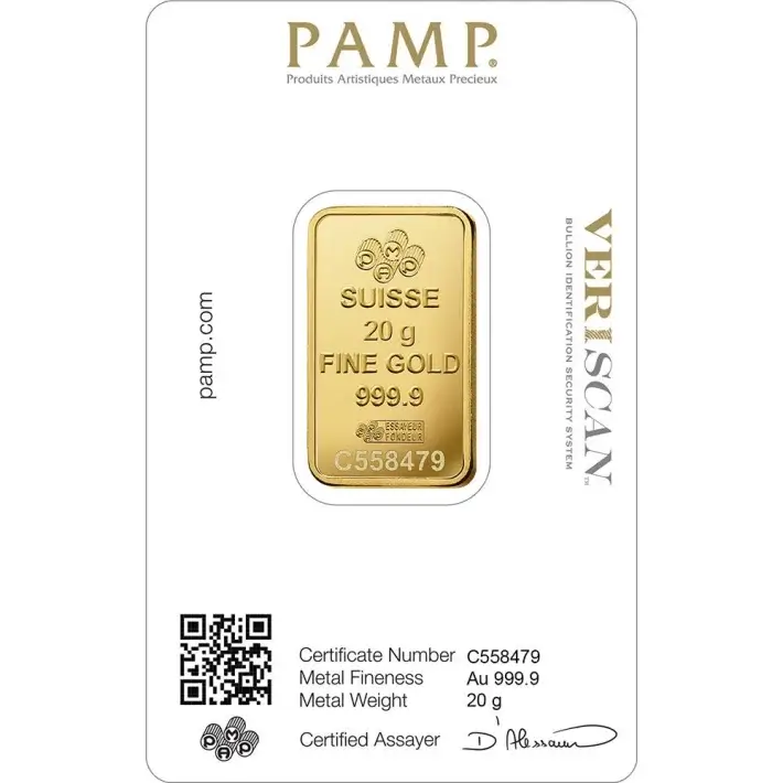 20 gram Gold Bar - PAMP Suisse - Fortuna - 999.9 Fine in Sealed Assay #4