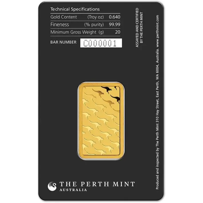 20 gram Gold Bar - Perth Mint - 99.99 Fine in Assay #3