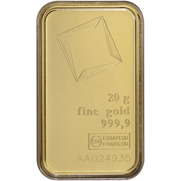 20 gram Gold Bar - Valcambi Suisse - 999.9 Fine in Sealed Assay #3