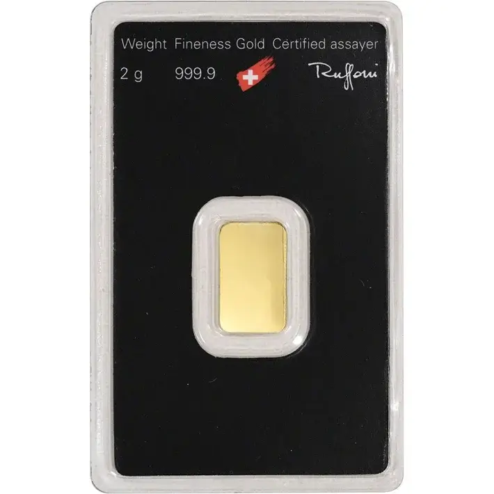 2 gram Gold Bar - Argor Heraeus - 999.9 Fine in Assay #2