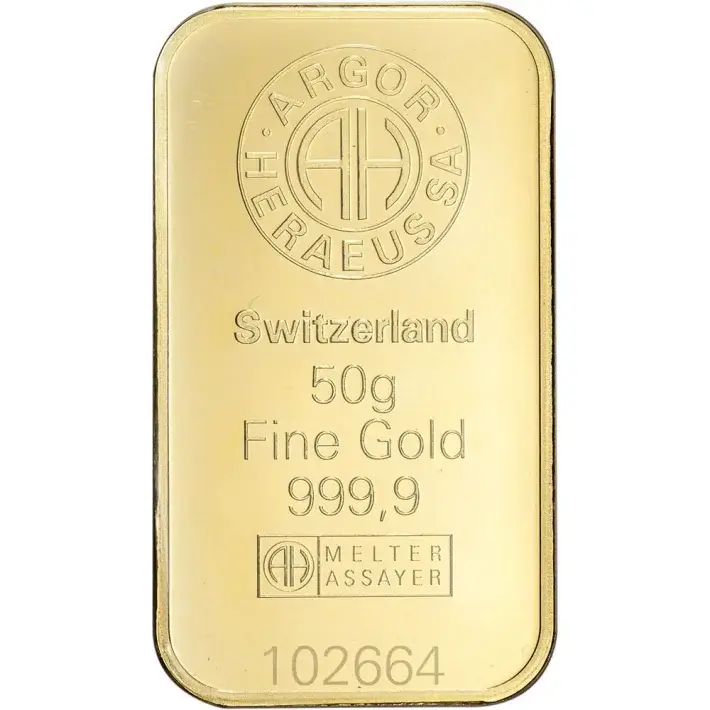 50 gram Gold Bar - Argor Heraeus Kinebar Hologram - 999.9 Fine in Assay #2