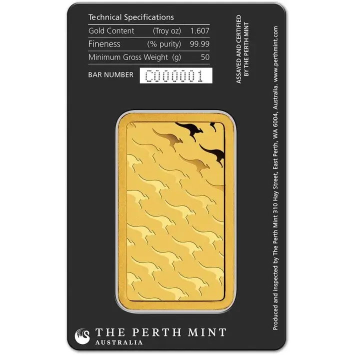 50 gram Gold Bar - Perth Mint - 99.99 Fine in Assay #3