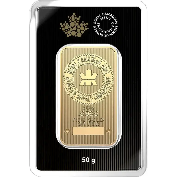 50 gram Gold Bar - Royal Canadian Mint (RCM) - .9999 Fine in Assay #1