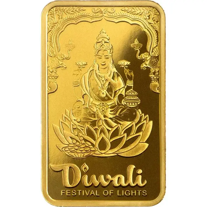 5 gram Gold Bar PAMP Suisse 2023 Diwali Lakshmi Festival of Lights 999.9 Assay #5