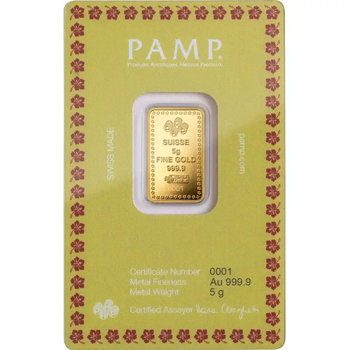 5 gram Gold Bar PAMP Suisse 2024 Diwali Lakshmi Festival of Lights 999.9 Assay #4