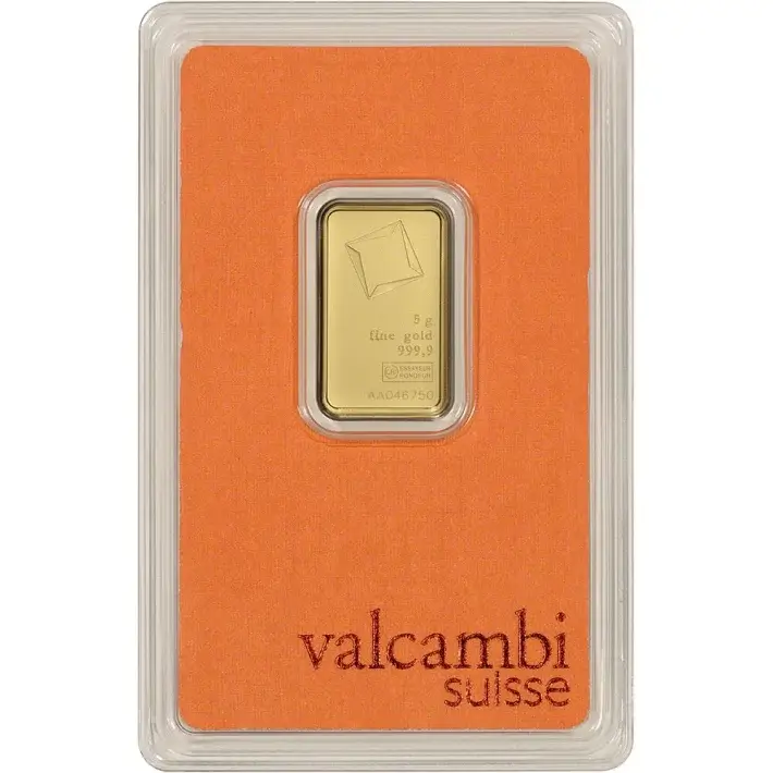 5 gram Gold Bar - Valcambi Suisse - 999.9 Fine in Sealed Assay #1