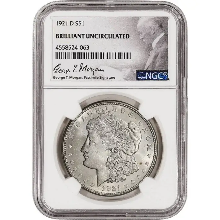 1921-D US Morgan Silver Dollar $1 - NGC Brilliant Uncirculated #1