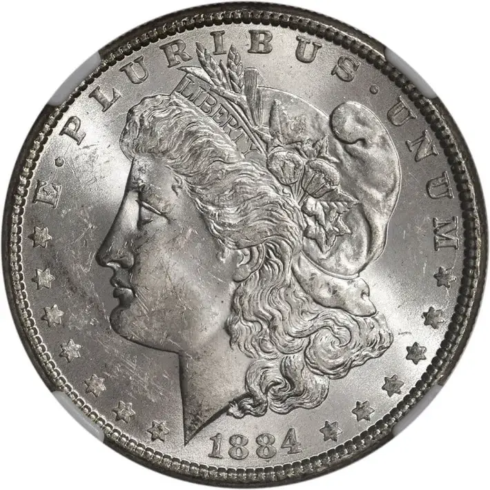 1884 US Morgan Silver Dollar $1 - NGC Brilliant Uncirculated #4