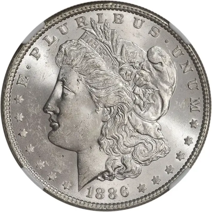1886 US Morgan Silver Dollar $1 - NGC Brilliant Uncirculated #4