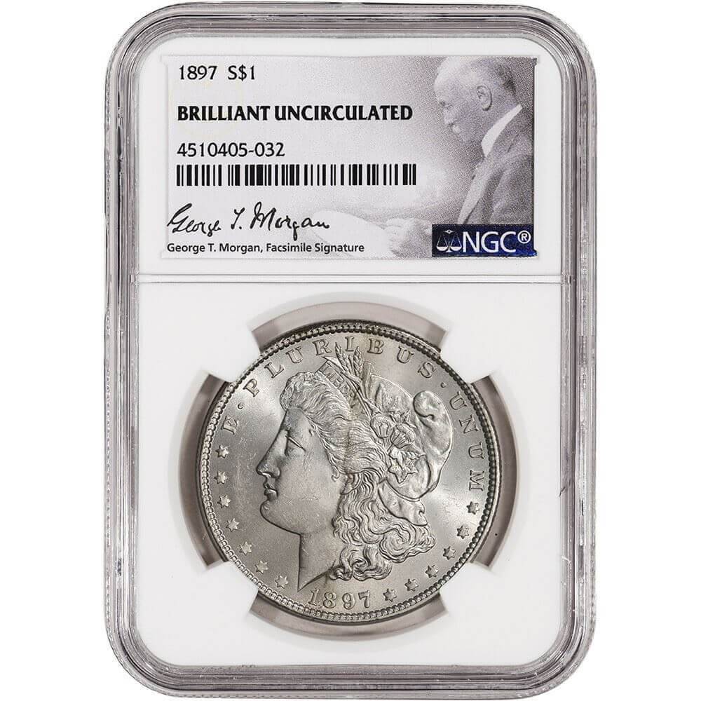 1897 US Morgan Silver Dollar $1 - NGC Brilliant Uncirculated #1
