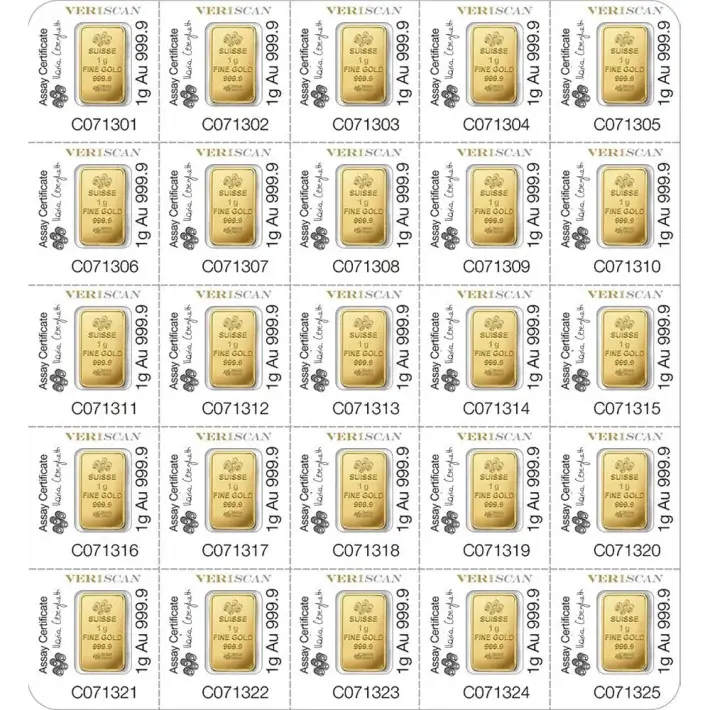 25x1 gram Gold Bar - PAMP Suisse - Fortuna - 999.9 Fine in Sealed Assay #2
