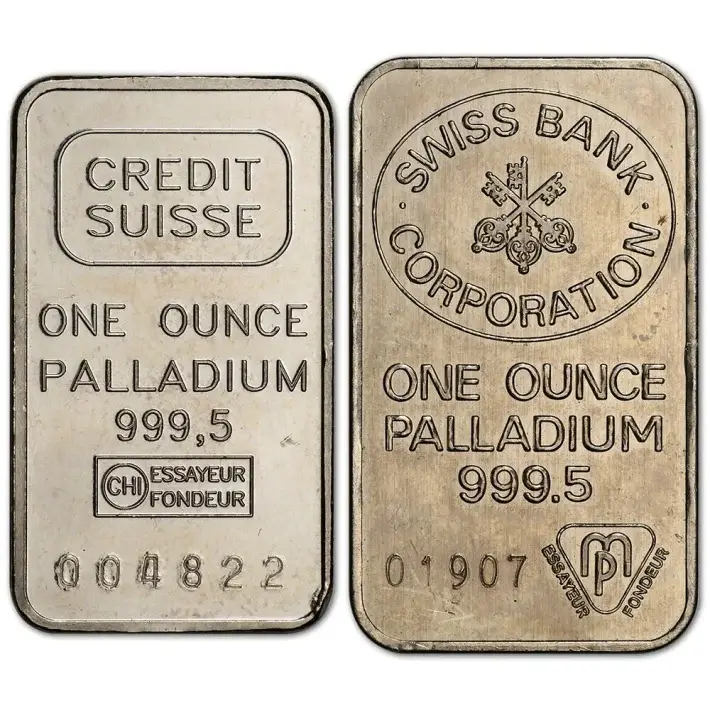1 oz. Palladium Bar - Random Brand - Secondary Market - 999.5 Fine #1