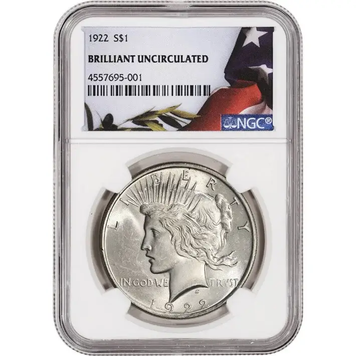 1922 US Peace Silver Dollar $1 - NGC Brilliant Uncirculated #1