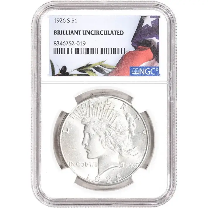 1926-S US Peace Silver Dollar Coin $1 - NGC Brilliant Uncirculated #1